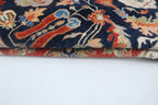 9x12 Blue Chobi Floral Area Rug | Handmade Wool & Cotton Rug