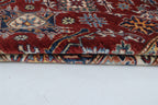 5x7 Beige & Red Super Kazak Area Rug | Handmade Wool & Cotton Geometric Rug