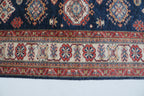 6x8 Blue & Red Super Kazak Area Rug | Handmade Wool & Cotton Geometric Rug