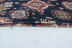 6x8 Blue & Red Super Kazak Area Rug | Handmade Wool & Cotton Geometric Rug