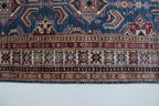 2x8 Beige & Red Super Kazak Runner Rug | Handmade Wool & Cotton Geometric Rug