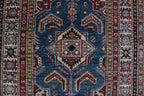 2x8 Beige & Red Super Kazak Runner Rug | Handmade Wool & Cotton Geometric Rug