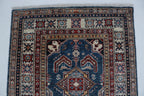 2x8 Beige & Red Super Kazak Runner Rug | Handmade Wool & Cotton Geometric Rug