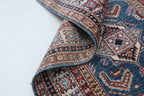 2x8 Beige & Red Super Kazak Runner Rug | Handmade Wool & Cotton Geometric Rug