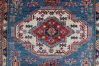5x6 Beige & Red Super Kazak Area Rug | Handmade Wool & Cotton Geometric Rug