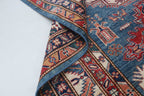 5x6 Beige & Red Super Kazak Area Rug | Handmade Wool & Cotton Geometric Rug