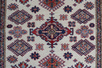 5x6 Beige & Red Super Kazak Area Rug | Handmade Wool & Cotton Geometric Rug