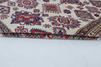 5x6 Beige & Red Super Kazak Area Rug | Handmade Wool & Cotton Geometric Rug