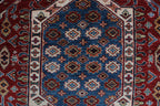 5x7 Beige & Red Super Kazak Geometric Handmade Cotton & Wool Rug | Premium Luxury Area Rug