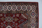 5x7 Beige & Red Super Kazak Geometric Handmade Cotton & Wool Rug | Premium Luxury Area Rug