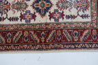 2x3 Beige & Red Super Kazak Area Rug | Handmade Wool & Cotton Geometric Rug