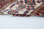 2x3 Beige & Red Super Kazak Area Rug | Handmade Wool & Cotton Geometric Rug