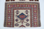 2x8 Beige & Red Super Kazak Runner Rug | Handmade Wool & Cotton Geometric Rug