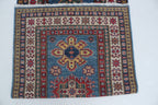 2x8 Beige & Red Super Kazak Runner Rug | Handmade Wool & Cotton Geometric Rug