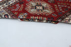 3x10 Beige & Red Super Kazak Geometric Handmade Cotton & Wool Runner Rug | Premium Luxury Runner Rug