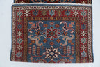 2x7 Blue & Red Super Kazak Geometric Handmade Cotton & Wool Runner Rug | Premium Luxury Runner Rug
