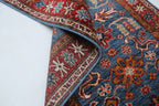 2x7 Blue & Red Super Kazak Geometric Handmade Cotton & Wool Runner Rug | Premium Luxury Runner Rug