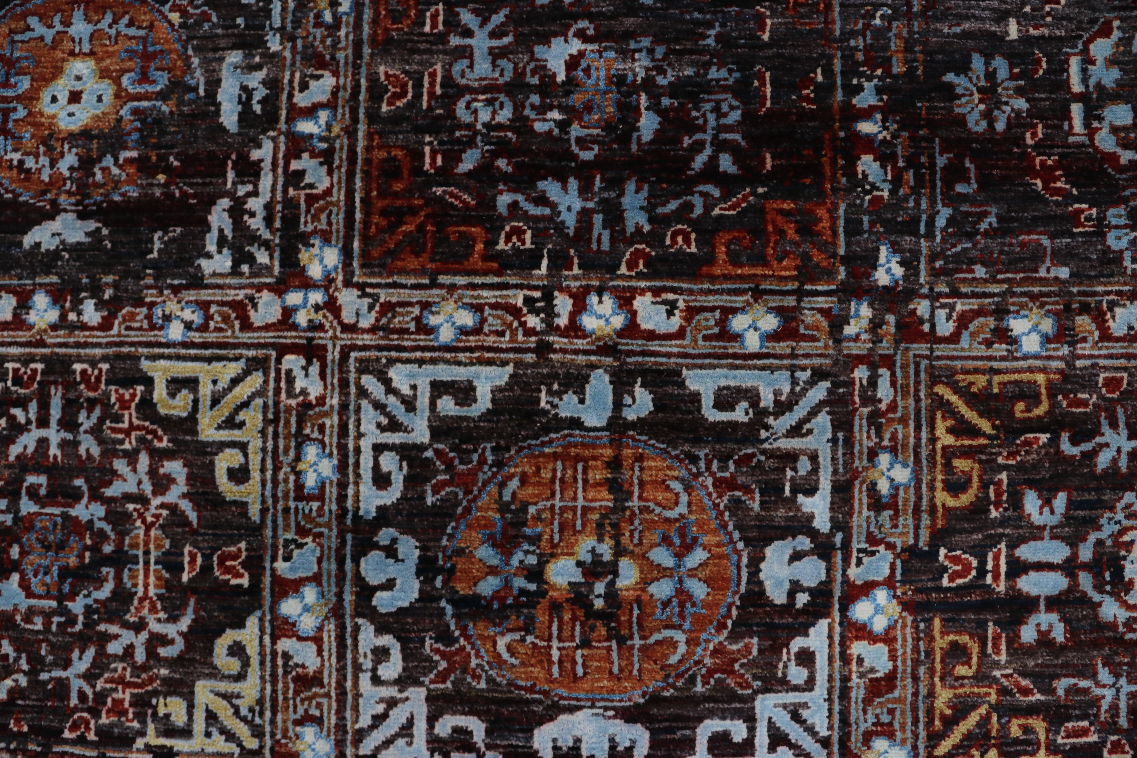 7x10 Brown Chobi Handmade Wool & Cotton Rug | Floral Hand-Knotted Area Rug | Vegetable Dyed