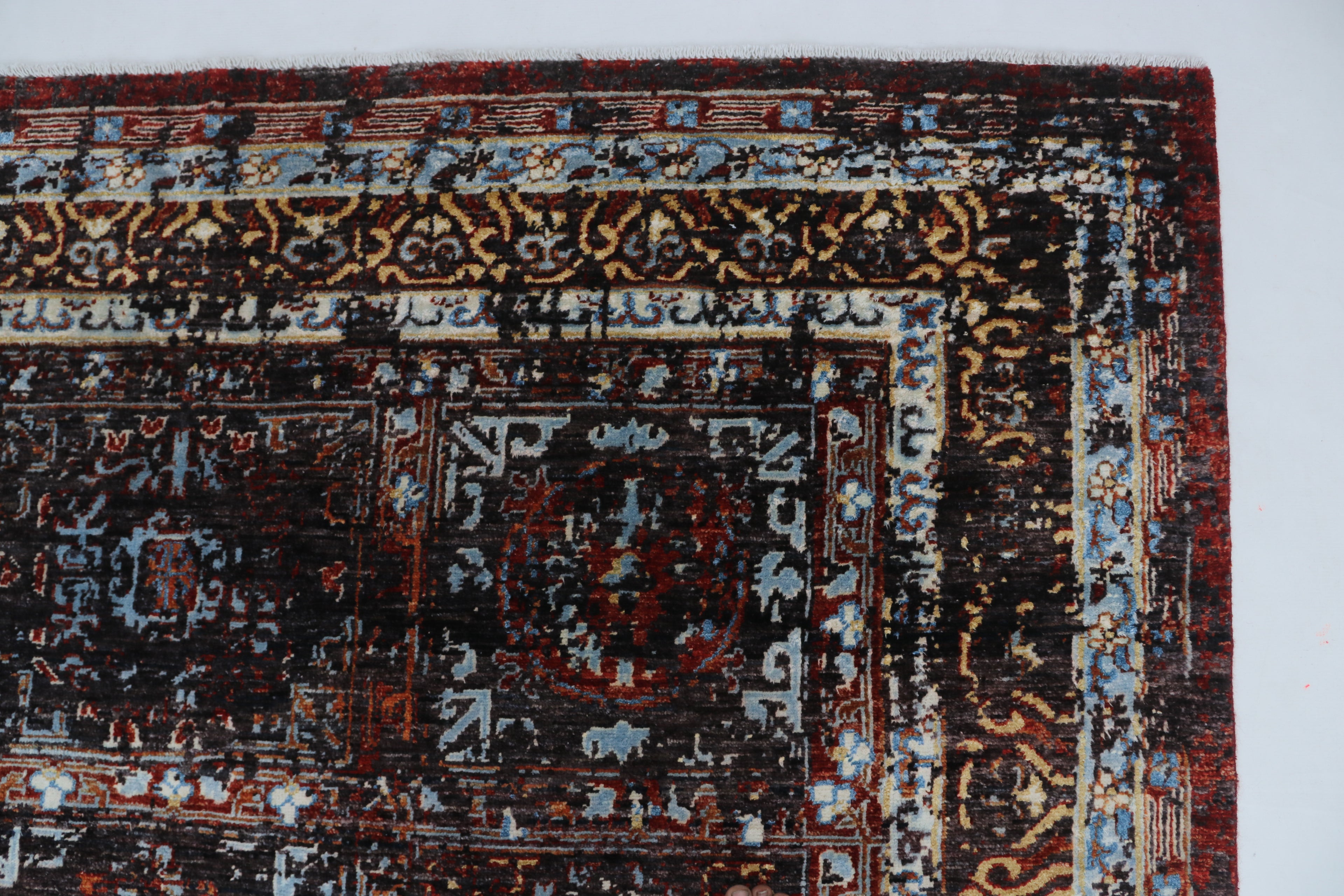 7x10 Brown Chobi Handmade Wool & Cotton Rug | Floral Hand-Knotted Area Rug | Vegetable Dyed