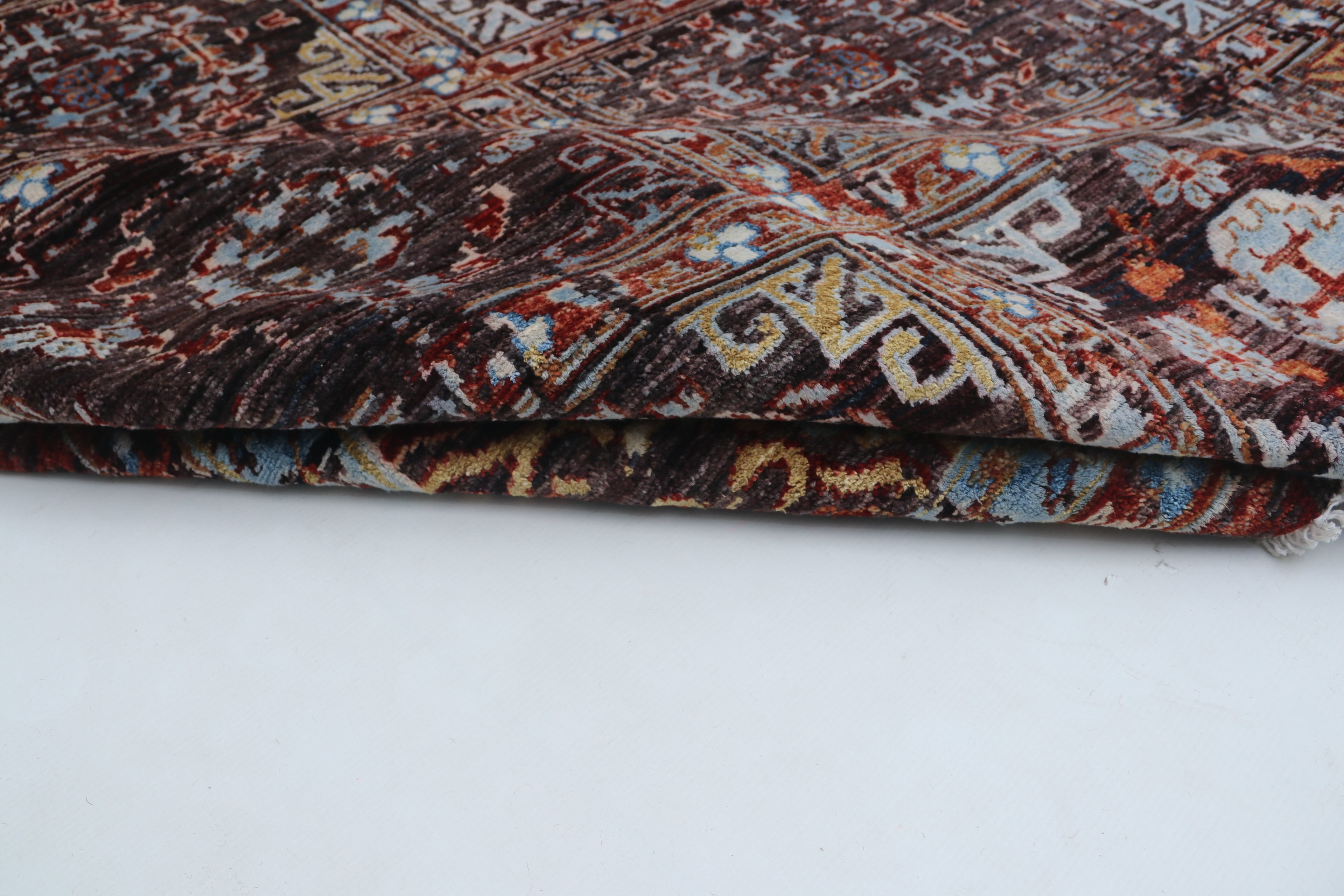 7x10 Brown Chobi Handmade Wool & Cotton Rug | Floral Hand-Knotted Area Rug | Vegetable Dyed