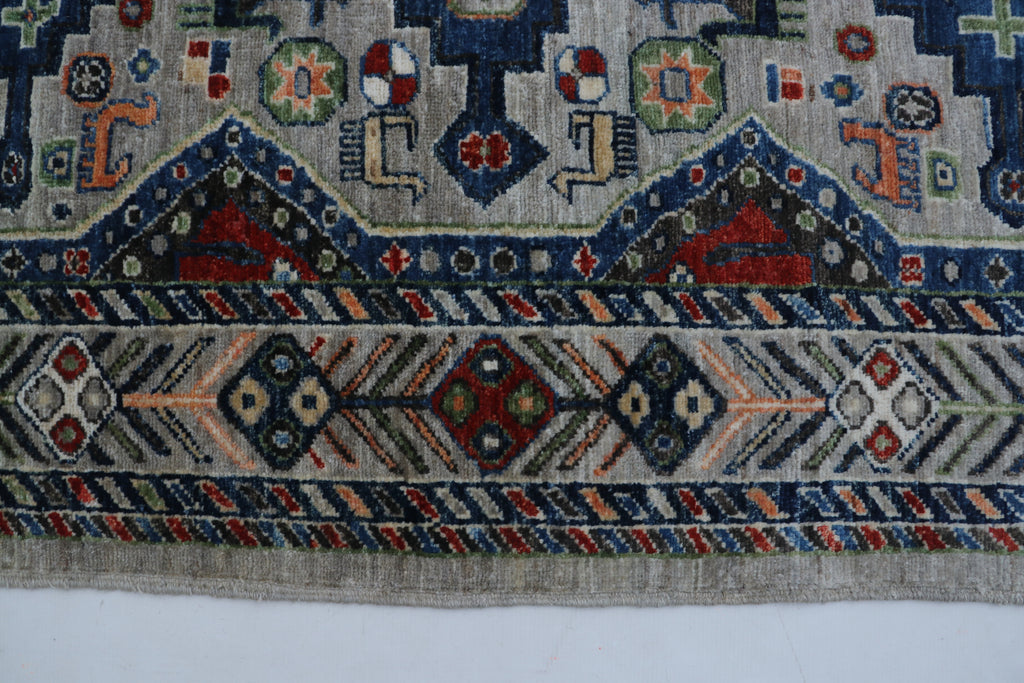 4x6 Gray Chobi Handmade Wool & Cotton Rug | Floral Hand-Knotted Luxury Area Rug