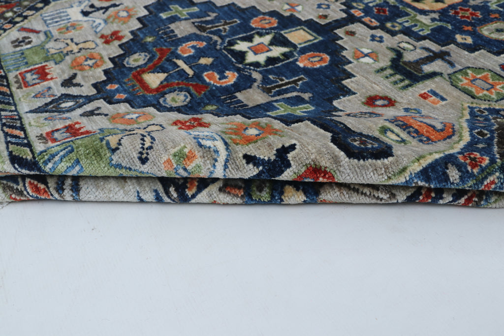 4x6 Gray Chobi Handmade Wool & Cotton Rug | Floral Hand-Knotted Luxury Area Rug