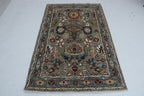 4x6 Gray Chobi Floral Handmade Cotton & Wool Rug | Premium Luxury Area Rug