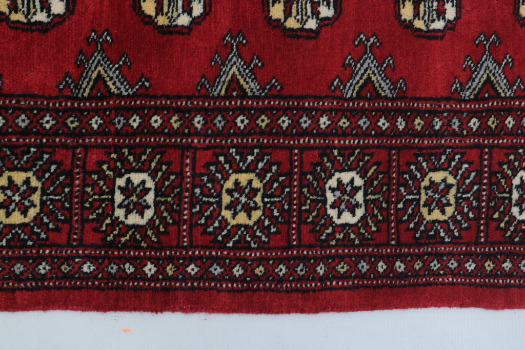3x5 Red Mori Bokhara Geometric Handmade Cotton & Wool Rug | Premium Luxury Area Rug