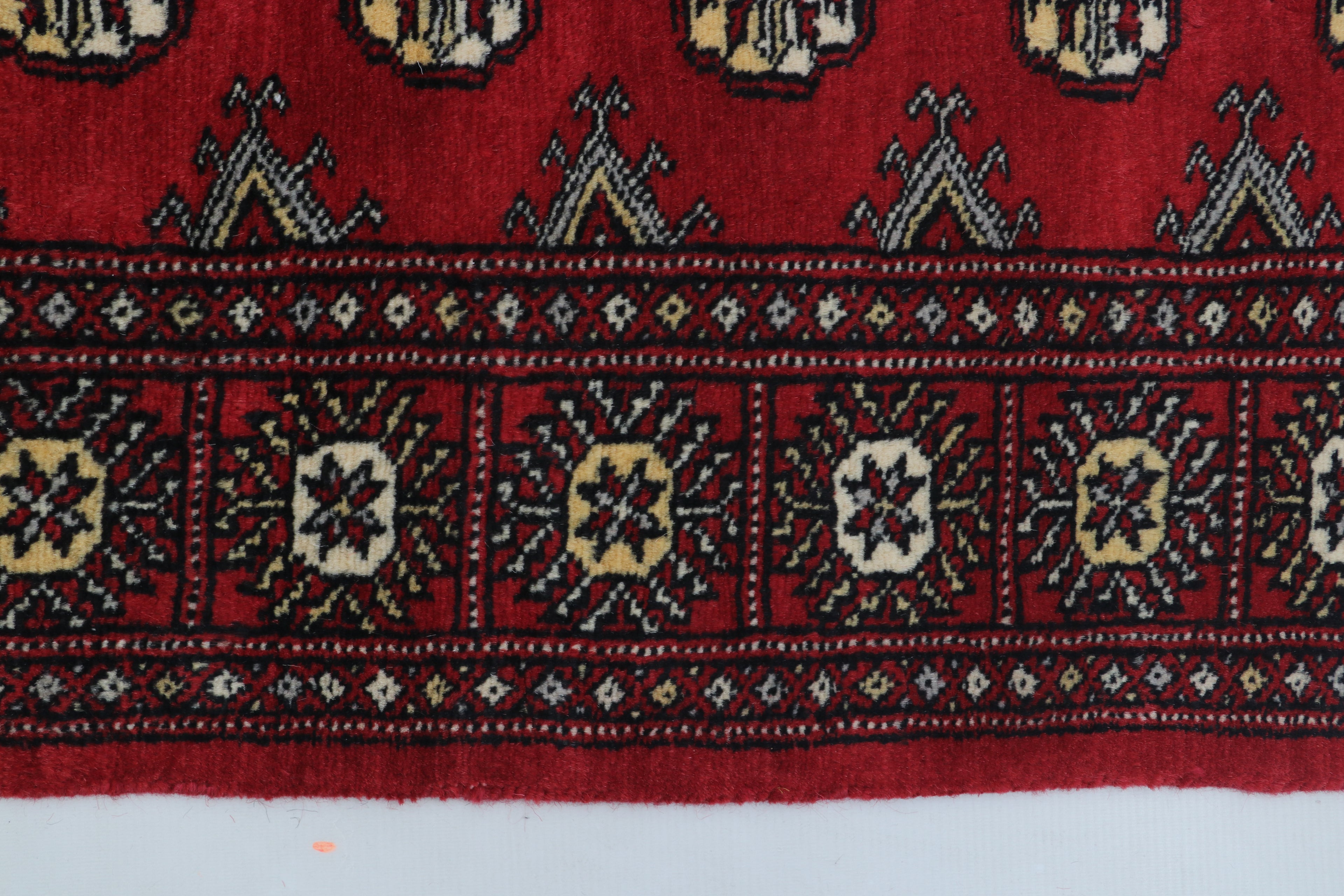 3x5 Red Mori Bokhara Geometric Handmade Cotton & Wool Rug | Premium Luxury Area Rug