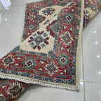 2x3 Beige Commercial Kazak Geometric Area Rug | Handmade Wool & Cotton Rug