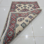 2x3 Beige Commercial Kazak Geometric Area Rug | Handmade Wool & Cotton Rug