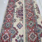 2x3 Beige Commercial Kazak Geometric Area Rug | Handmade Wool & Cotton Rug
