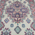 2x3 Beige Commercial Kazak Geometric Area Rug | Handmade Wool & Cotton Rug