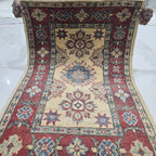 2x3 Beige Commercial Kazak Geometric Area Rug | Handmade Wool & Cotton Rug