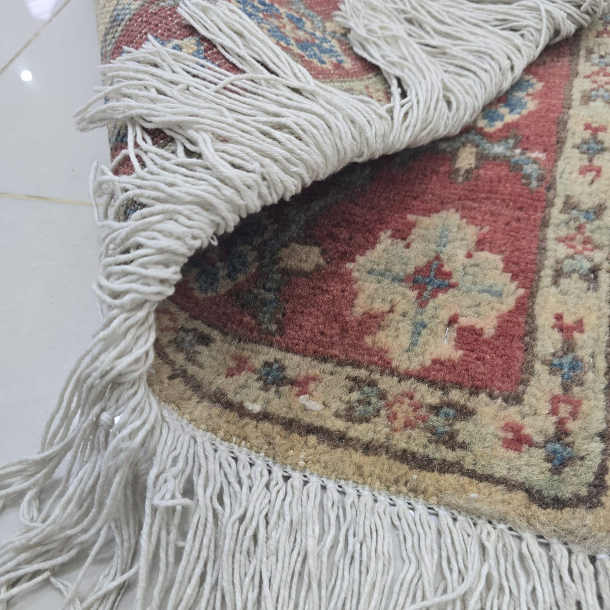 2x3 Beige Commercial Kazak Geometric Area Rug | Handmade Wool & Cotton Rug