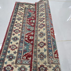 2x2.5 Red Commercial Kazak Geometric Area Rug | Handmade Wool & Cotton Rug