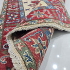 2.5x4 Beige Commercial Kazak Geometric Area Rug | Handmade Wool & Cotton Rug