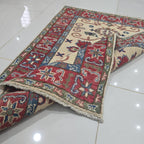 2.5x4 Beige Commercial Kazak Geometric Area Rug | Handmade Wool & Cotton Rug