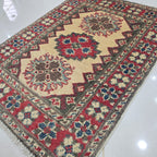 2x3 Brown Commercial Kazak Geometric Area Rug | Handmade Wool & Cotton Rug
