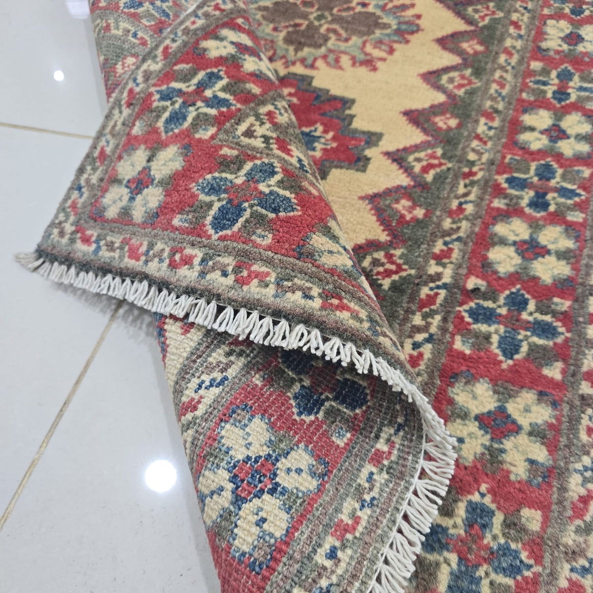 2x3 Brown Commercial Kazak Geometric Area Rug | Handmade Wool & Cotton Rug