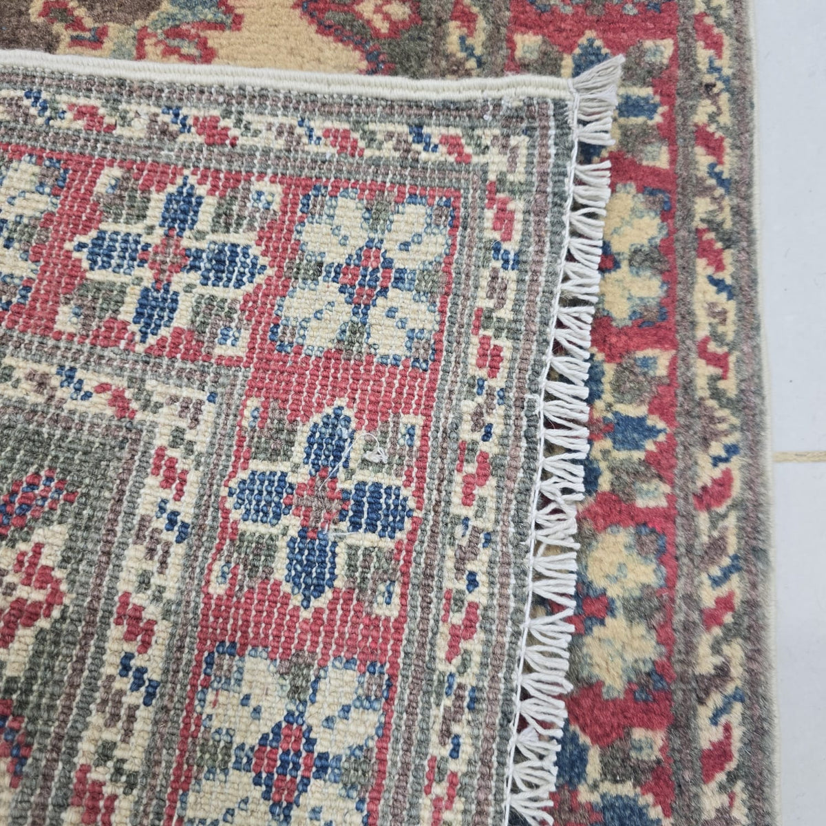 2x3 Brown Commercial Kazak Geometric Area Rug | Handmade Wool & Cotton Rug