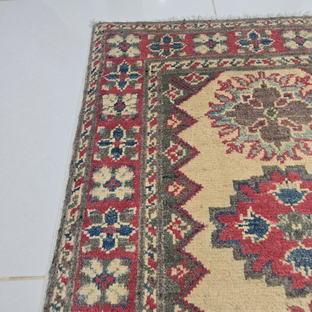 2x3 Brown Commercial Kazak Geometric Area Rug | Handmade Wool & Cotton Rug