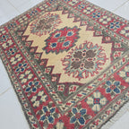 2x3 Brown Commercial Kazak Geometric Area Rug | Handmade Wool & Cotton Rug