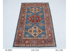 3x5 Blue and Red Super Kazak Handmade Wool Cotton Geometric Area Rug