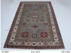 6x10 Beige & Gray Super Kazak Geometric Handmade Cotton & Wool Rug | Premium Luxury Area Rug