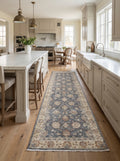 3x8 Beige & Gray Chobi Runner Rug | Handmade Wool & Cotton Floral Rug | Luxury Chobi Rug