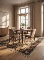 5x6 Beige & Brown Chobi Area Rug | Handmade Wool & Cotton Floral Rug | Luxury Chobi Rug
