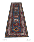 2x8 Beige and Red Super Kazak Handmade Wool Cotton Geometric Runner Rug