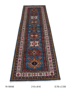 2x8 Beige and Red Super Kazak Handmade Wool Cotton Geometric Runner Rug