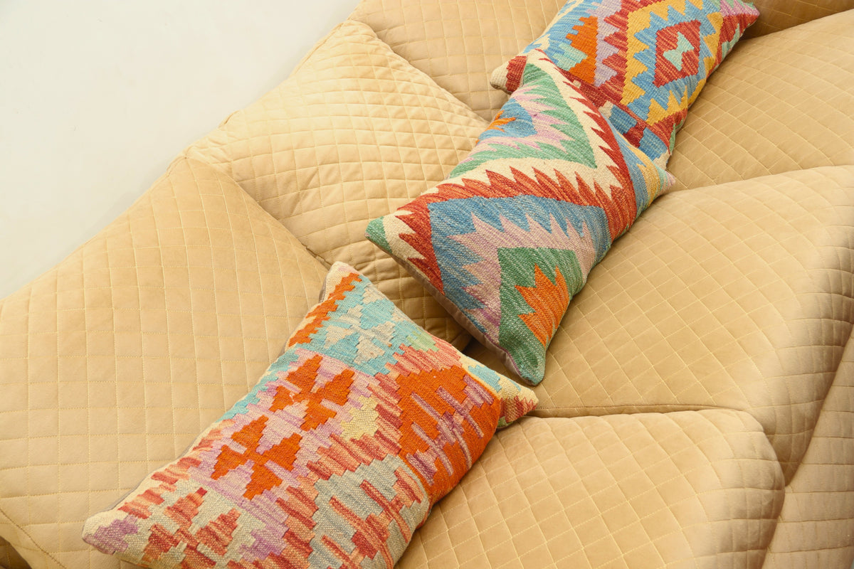 Multicolor Geometric Wool Cushion Set of 3 | Premium Decorative Cushion